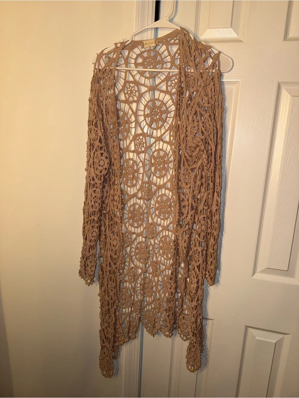 Altar'd State Crochet Cover-Up Cardigan - Cream/Tan Medium/Large